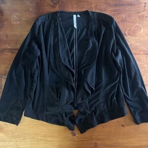 NY Collection Black Women's Draped Blazer